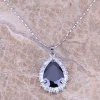 Black Sapphire White Topaz Necklace 202//202
